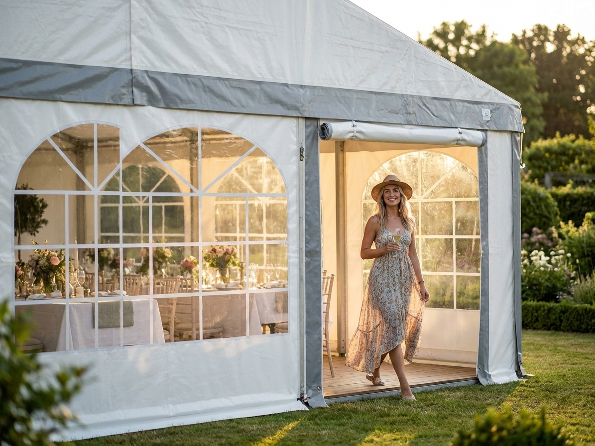 White/Grey PVC endwall for outdoor events, 4m wide - view 3