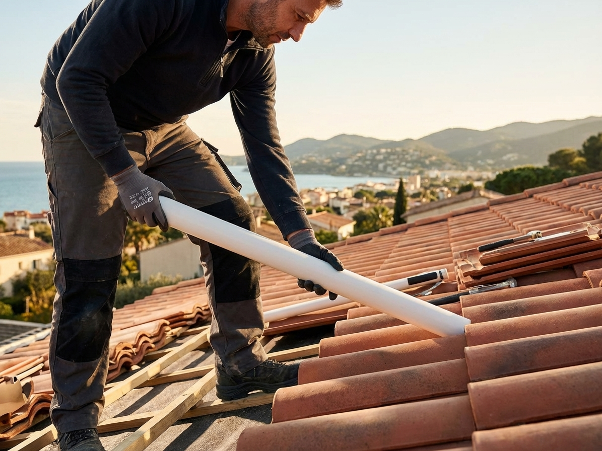 Steel roof tube 510mm silver galvanised steel - view 3