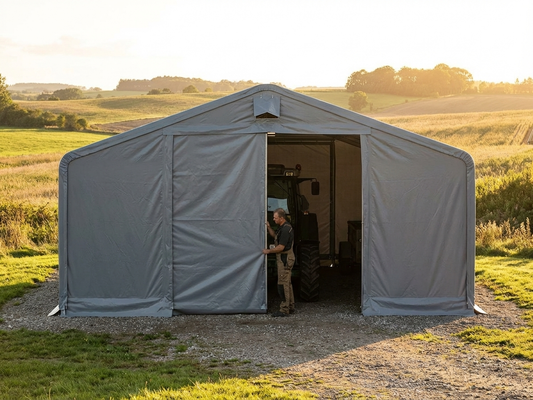 PVC storage shelter end wall in grey for industrial use - product detail