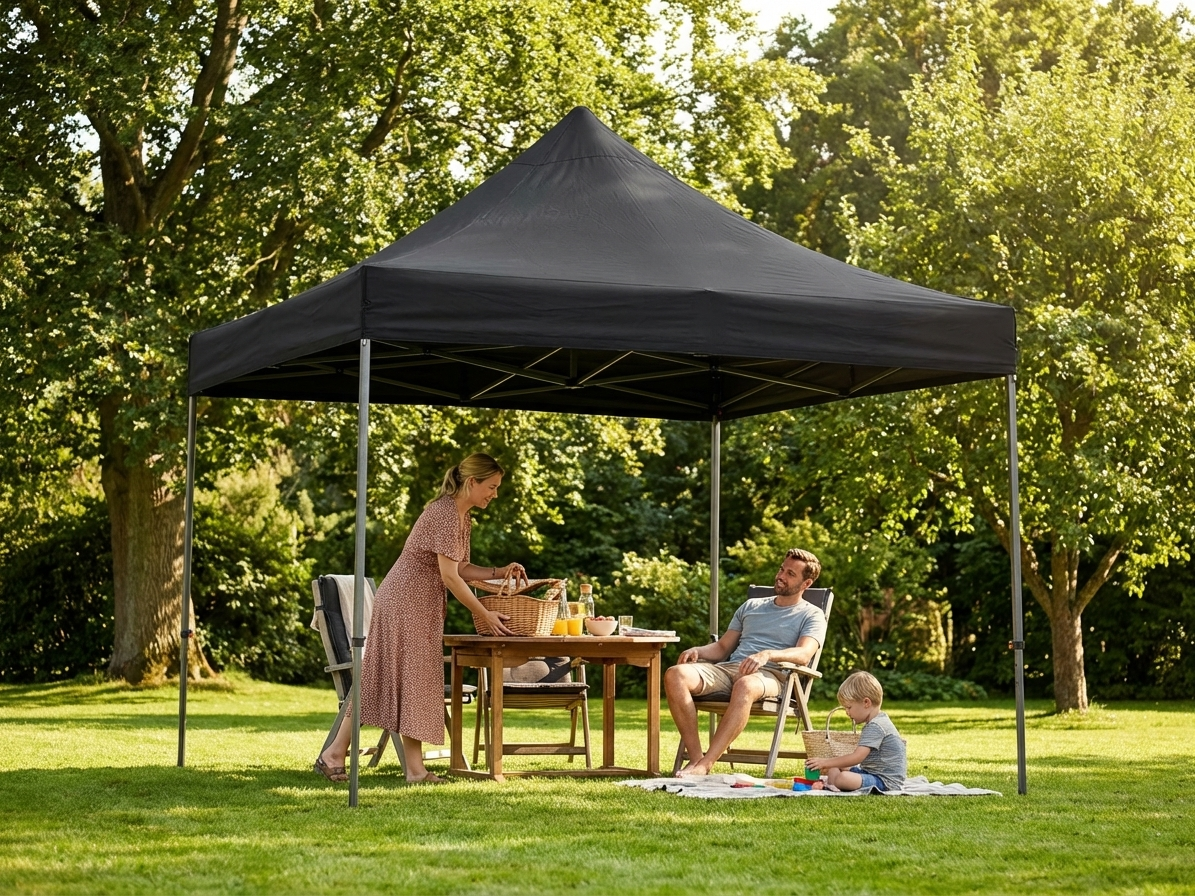 Black pop-up gazebo 4x4m, flame retardant steel, outdoor events - view 3