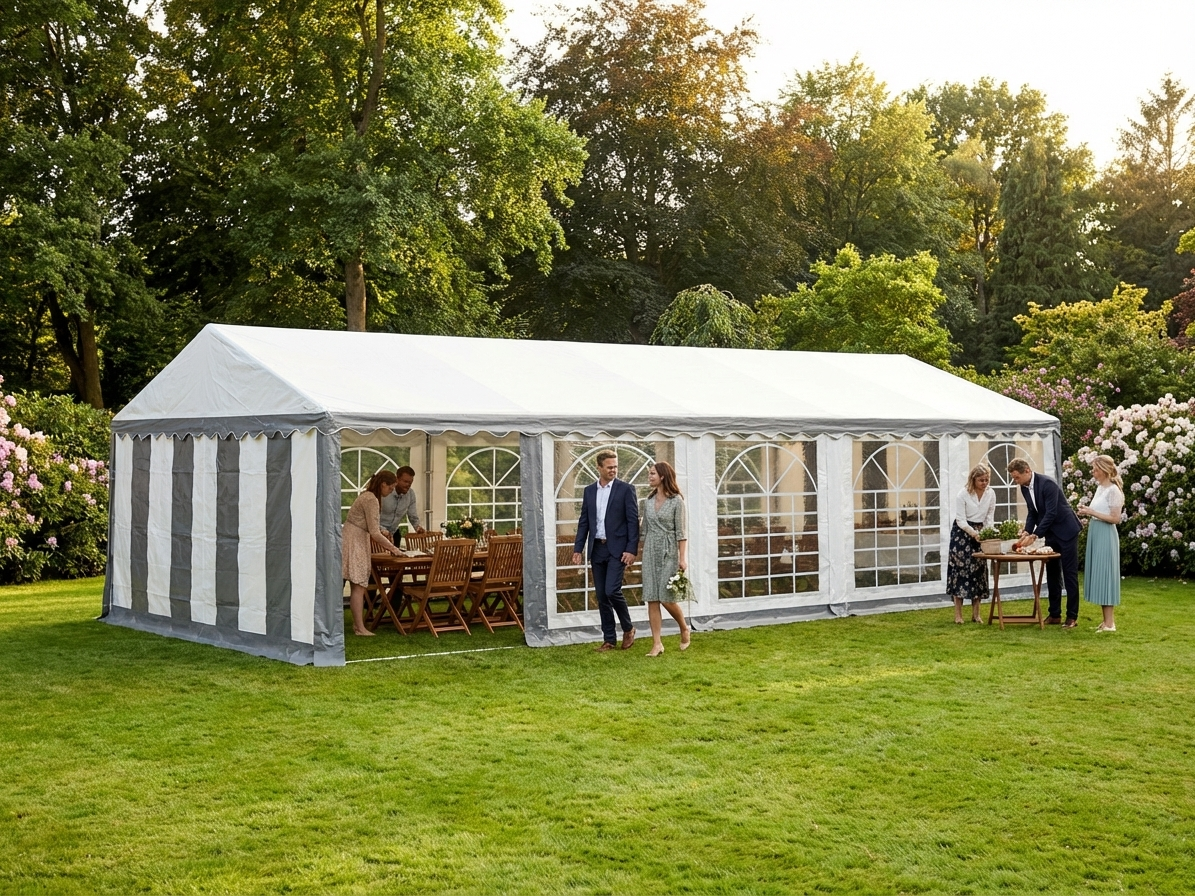 Marquee Tent 4x10 m Grey/White for Outdoor Events - view 3