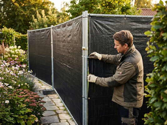 Black fence tarpaulin 1.76x3.41 m for outdoor protection - product detail