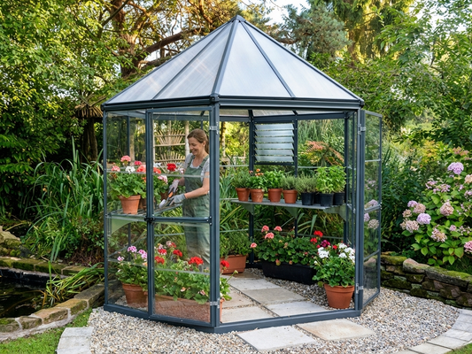Anthracite polycarbonate orangery with aluminium frame for garden use - product detail