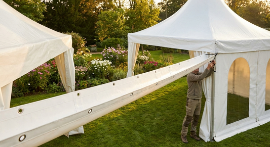 White PVC raingutter for marquees, 14 metres long - product detail