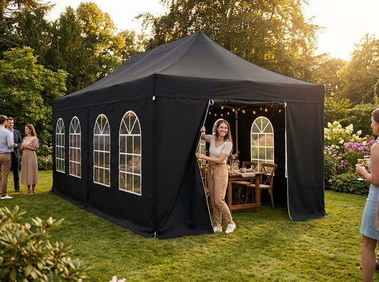 Black pop-up gazebo sidewall kit 4x8m for outdoor events - product detail