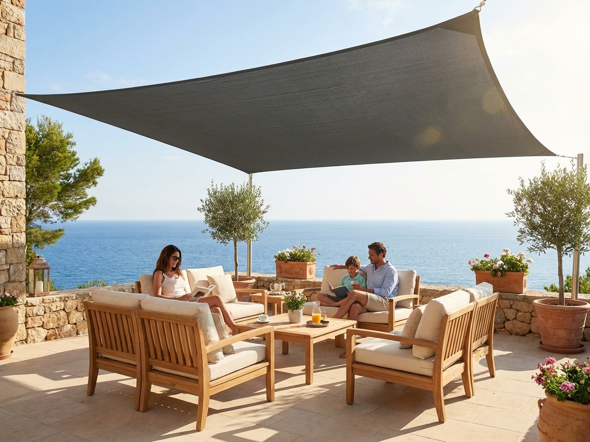 Anthracite sun shade sail 3x4m for outdoor use - view 3