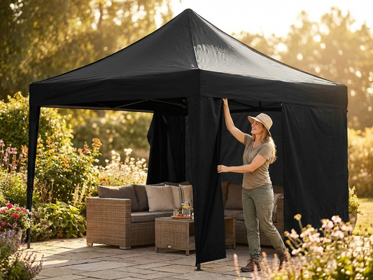 Black pop-up gazebo roof cover, UV and water-resistant - product detail
