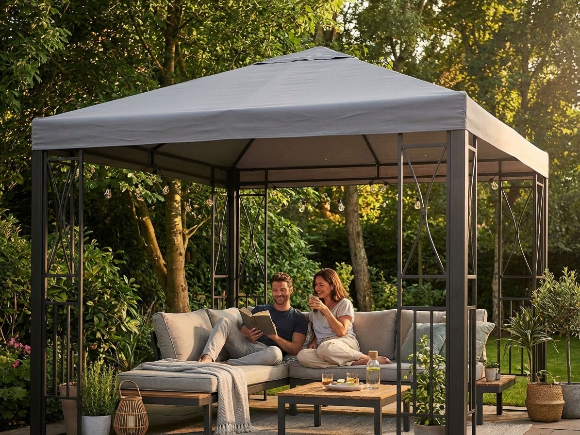 3x3 metre grey gazebo roof replacement - view 3