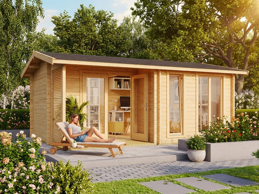 Wooden cabin made from Nordic Spruce, natural finish - product detail