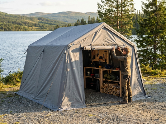 Grey polyethylene endwall/door for a storage tent - product detail