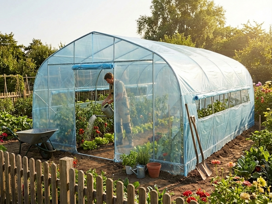 Transparent polytunnel greenhouse measuring 7.5x20x3 m - product detail