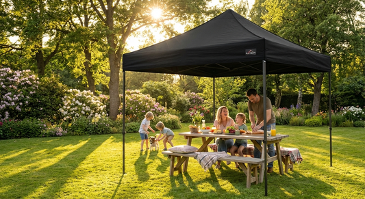 Black pop-up gazebo with PRO steel frame, 3x3 metres - product detail