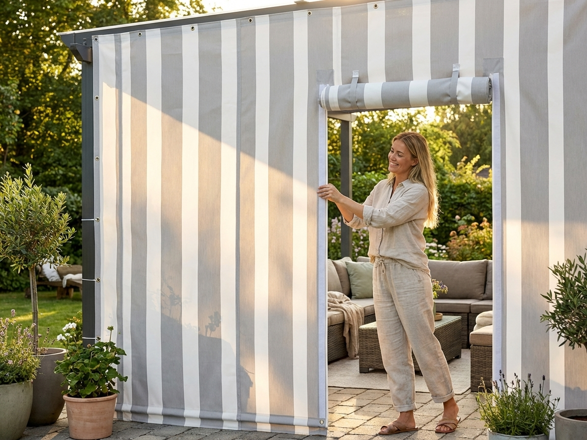 Endwall with wide door in white and grey for outdoor use - view 3
