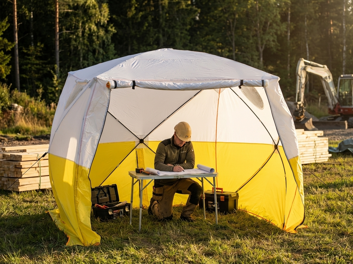 PVC Work Tent in Yellow/White with Flame Retardant Material - view 3