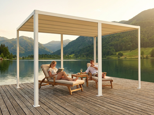 Pergola Gazebo 3x3 m in White/Beige with Aluminium Frame - product detail