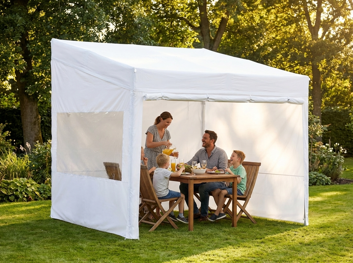 White pop-up gazebo with aluminium frame for outdoor use - view 3
