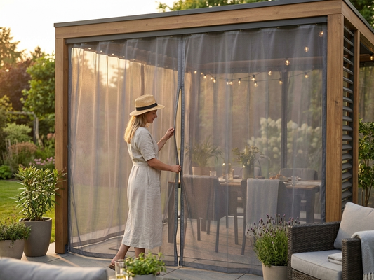 Grey mesh curtain for 3x4m gazebo - product detail