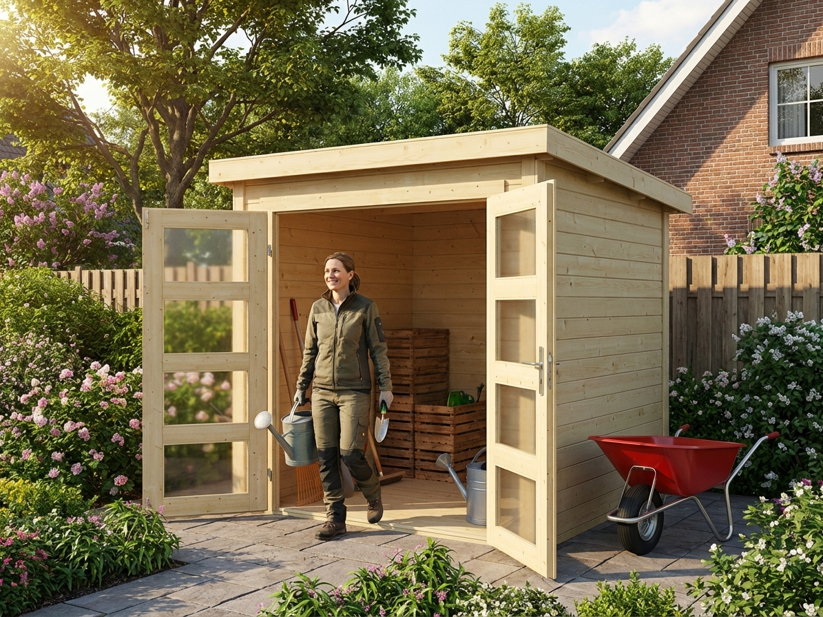 Wooden garden shed made from Nordic Spruce, natural finish - view 3
