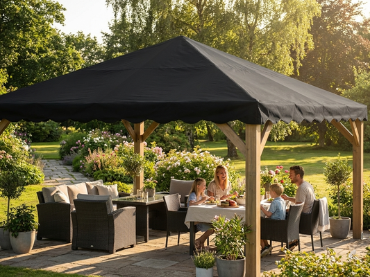 7x7m black roof cover made of PVC and polyester for outdoor use - product detail
