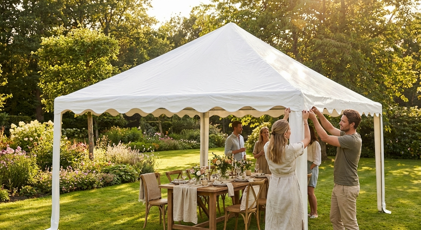 White marquee roof cover 4x4 m PVC polyester outdoor events - view 3