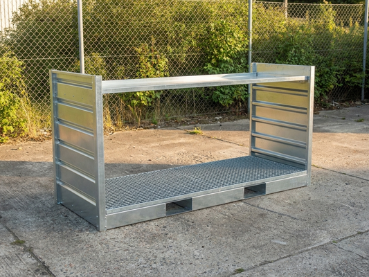 Bunded shelf for container, steel, 205 cm length - product detail