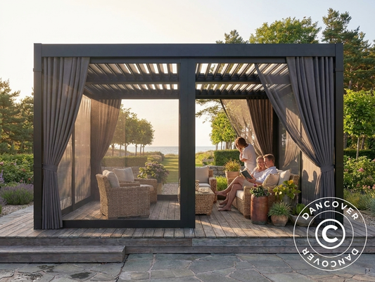 Grey pergola sidewalls and mosquito net for 3x3 m gazebo - product detail