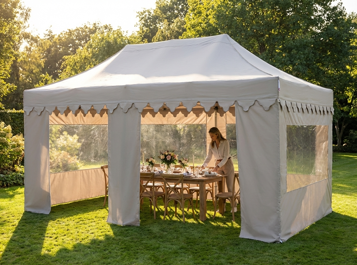 Pop up gazebo in latte colour with aluminium frame for outdoor events - view 3