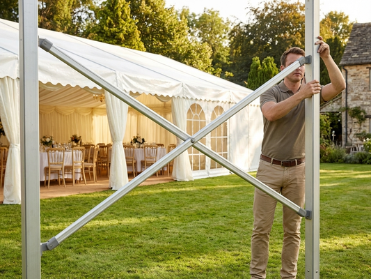 Aluminium scissor bar in silver, suitable for indoor and outdoor use - product detail