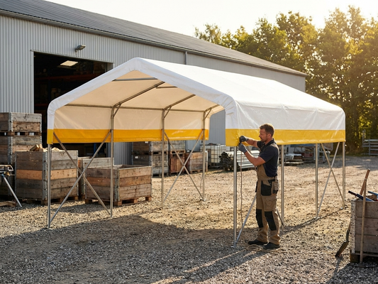 PVC storage tent roof cover in white and yellow, 4x6 m - product detail