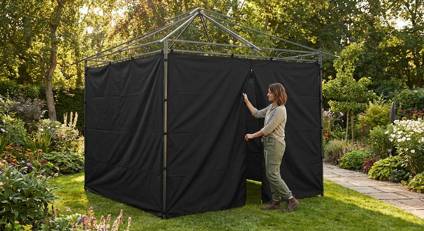 Gazebo sidewall kit in black, 2.5x2.5m, polyester PVC for outdoor use - view 3