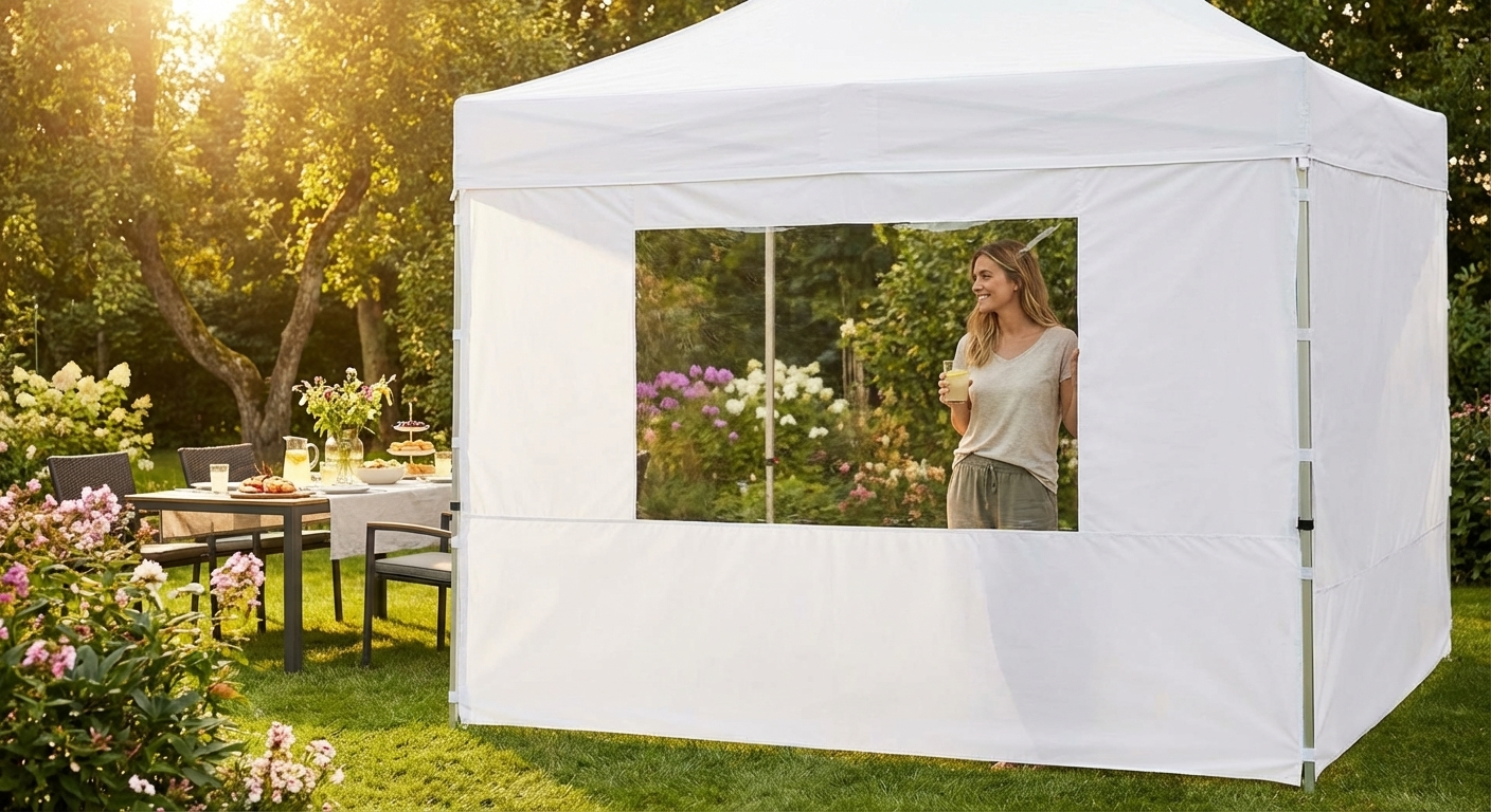 Sidewall with panorama window, 3m white, for outdoor events - view 3