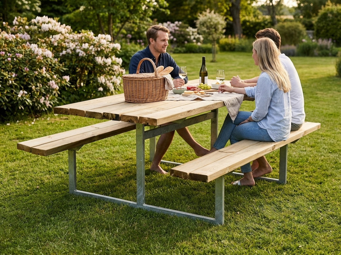 Wooden picnic table in light wood for outdoor use - view 3