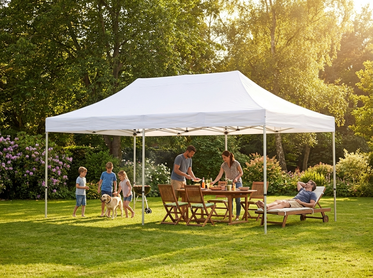 Pop up gazebo with steel frame in white, 4x6 m size - view 3