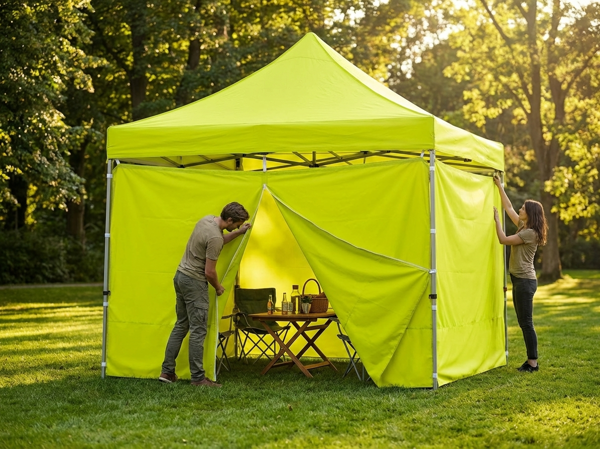 Neon yellow/green gazebo sidewall kit, 300D polyester for outdoor events - view 3