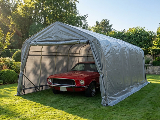 Portable Garage made from PE tarpaulin in grey for outdoor storage - product detail