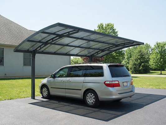 Polycarbonate carport in grey with aluminium frame for outdoor protection - product detail