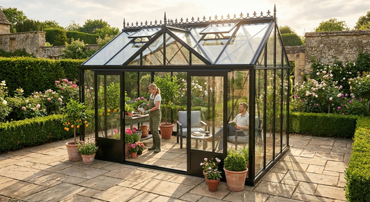 Glass orangery greenhouse 16.5 m² black aluminium frame - product detail