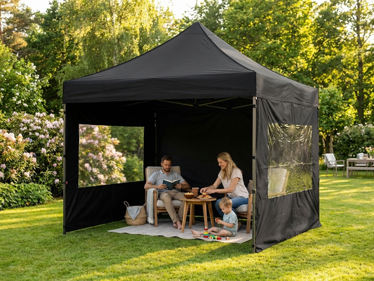 Black pop up gazebo with steel frame for outdoor events - product detail