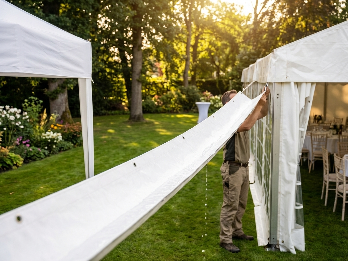 White PVC raingutter for marquees, 12 metres long - view 3
