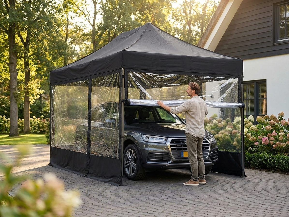 Folding garage FleX car cover black with steel frame - view 3
