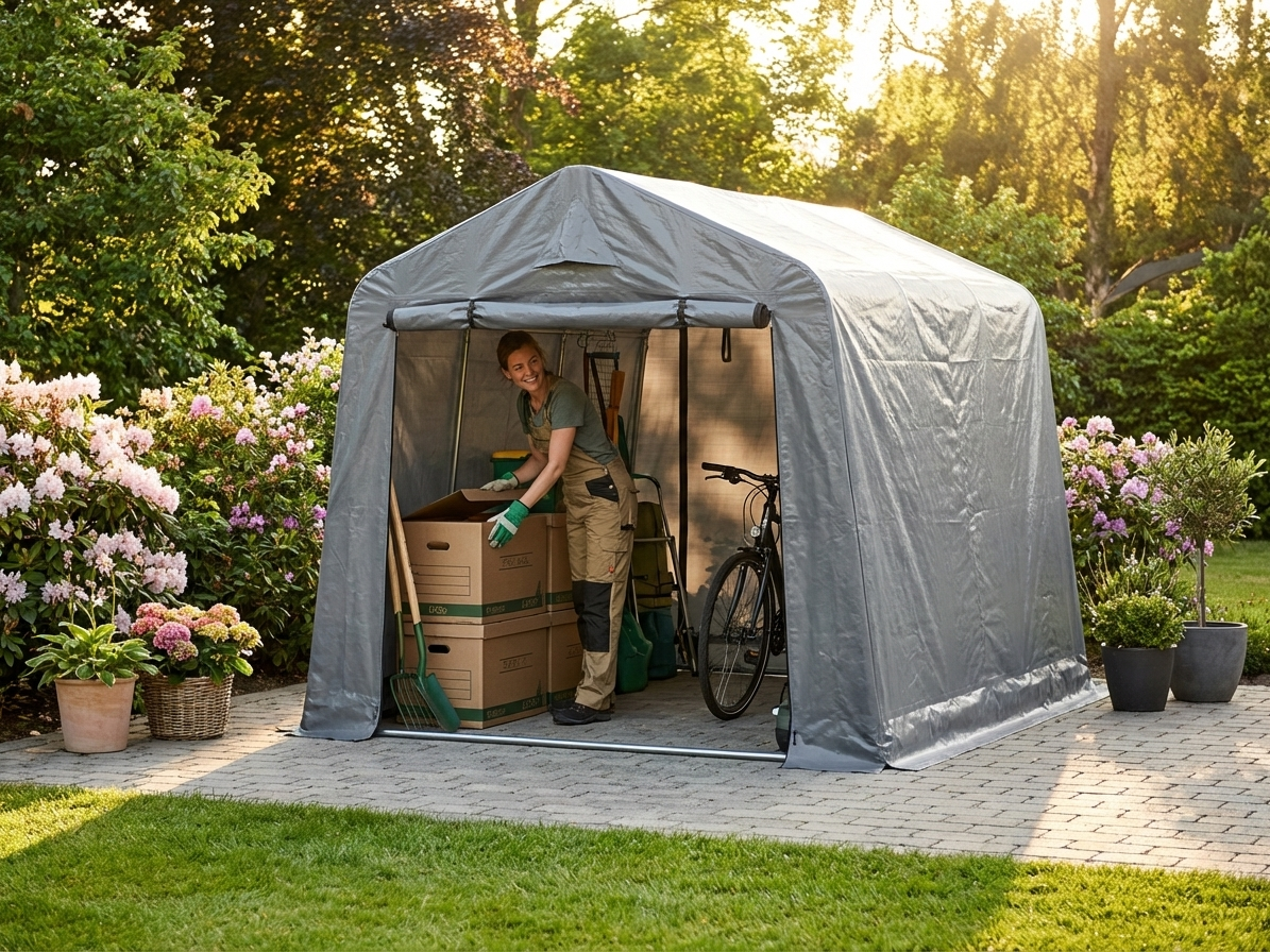 Grey storage tent roof cover in 2x3 meters made from PE tarpaulin - view 3
