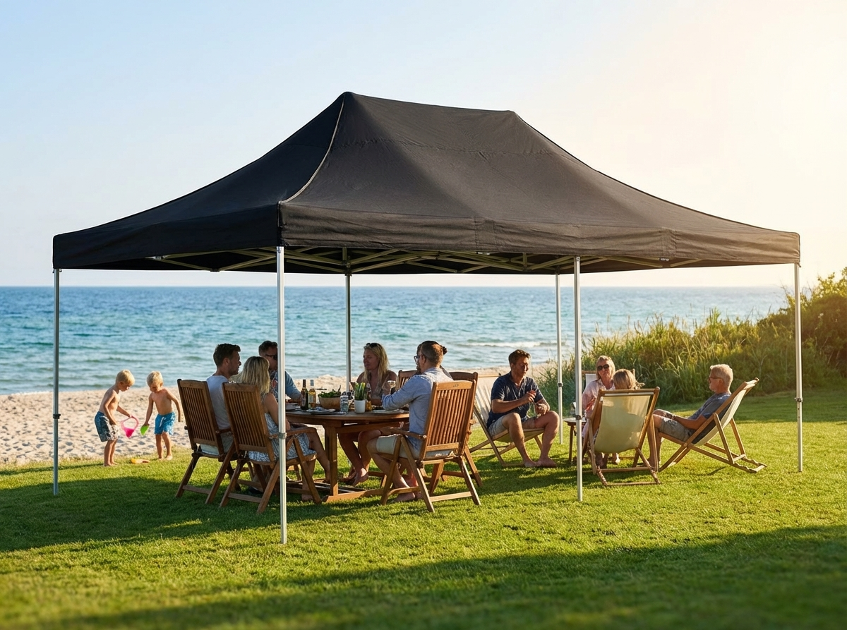 Pop up gazebo 4x6 m in black with aluminium frame, perfect for outdoor events - view 3