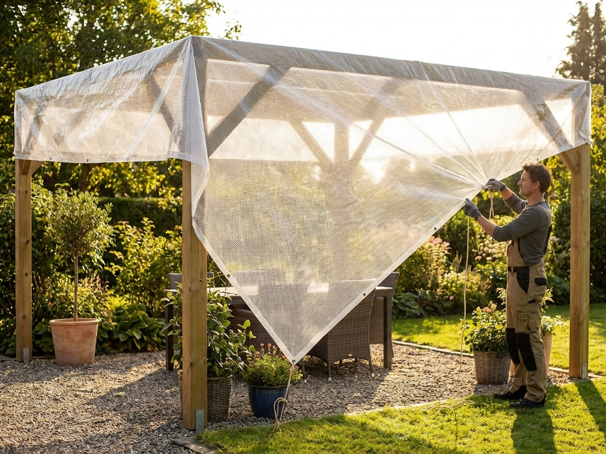 Clear polyethylene tarpaulin 10x16 m for outdoor use - view 3