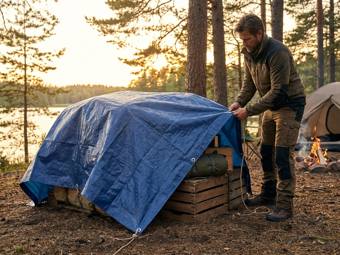 Blue tarpaulin 8x10 m for outdoor protection - view 3