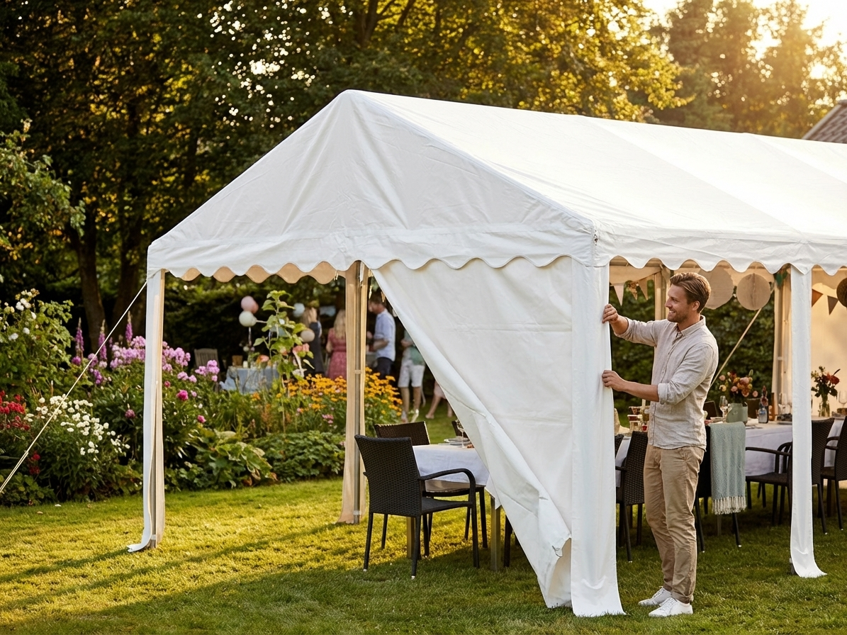 2m x 6m PVC roof cover end section in white for CombiTents - view 3