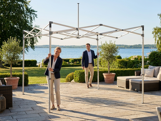 Adjustable aluminium gazebo frame in silver, 3x3m size - product detail