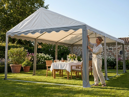 Marquee roof cover 5x8m in white and grey, polyethylene material - product detail