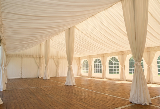 White marquee lining and leg curtain pack for 6x12 m marquee - product detail