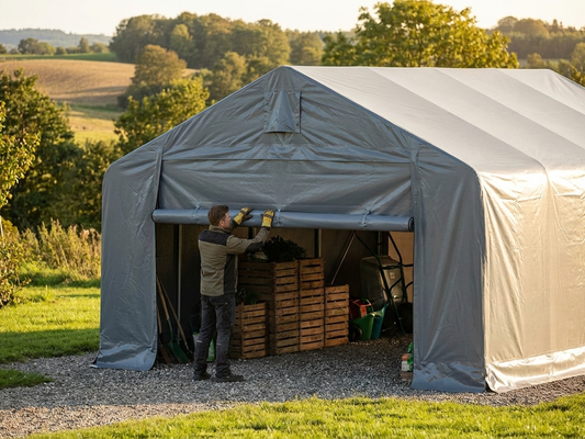 Grey storage shelter end wall made of durable polyethylene - product detail