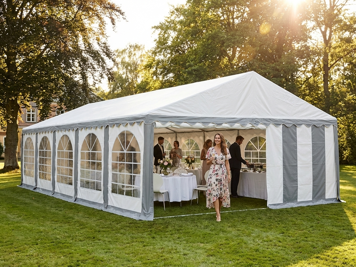 Large PVC marquee in grey and white, perfect for outdoor events - view 3